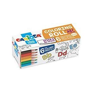 Carioca Coloring Roll Mini + 6 ABC-potloden, kleurpotloden en rol om te kleuren, ideaal voor tekenen en schilderen, met heldere kleuren en supersterke vullingen, rol 85 x 10 cm