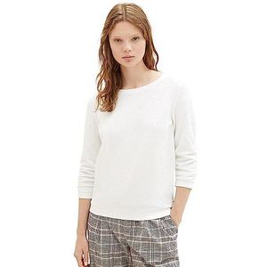 Tom Tailor Denim Sweatshirt voor dames met plooien en structuur, 10332-off white, XS