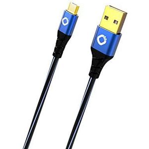 Oehlbach USB Plus Micro - USB-kabel voor Android - USB type A 2.0 naar MicroB - PVC-mantel - OFC, blauw/zwart - 50cm