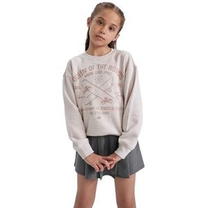 DeFacto Gebreid sweatshirt voor meisjes, beige, 7-8 Jaren