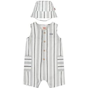 Levi's LVB Stripe Romper & Emmerhoed voor babyjongens 6EK230 gecoördineerde outfits, helder wit, 24 maanden, Helder Wit, 24 maanden