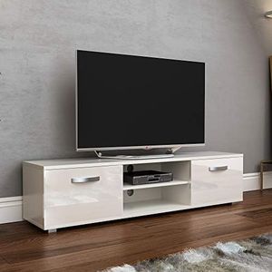 Vida Designs Cosmo TV Unit 2 Deur Moderne Glans Mat MDF Woonkamer Kast Mediastandaard Meubels Wit 160cm, 160cm-Geen LED Lights