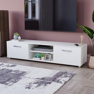 Vida Designs Cosmo TV Unit 2 Deur Moderne Gloss Matte MDF Woonkamer Kast Media Stand Furntiure Wit 160cm