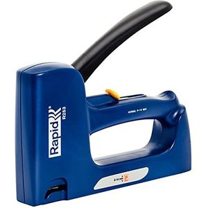 Rapid 20009450 Handtacker R253, Nietpistool voor Hout en Stof, Licht, 2-Staps instelbare Slagkracht, voor Nieten Type 53, 6-14mm,Blauw