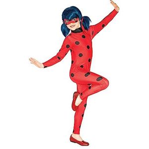 Rubie's officiële Miraculous Ladybug kinderkostuum en oogmasker, superheld, kindermaat medium leeftijd 5-6 jaar