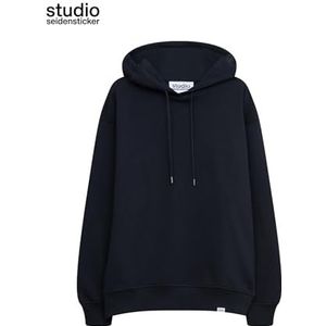 Seidensticker Studio Sweatshirt met capuchon oversized - oversized - gemakkelijk te strijken - studio hoodie - lange mouwen - unisex - 100% katoen, donkerblauw, M