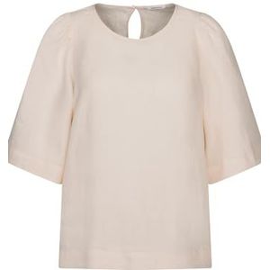 Seidensticker Dames Shirtblouse - Fashion Blouse - Regular Fit - Ronde hals - Korte mouwen - 100% linnen, beige, 36