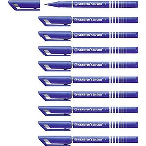 Fineliner met meeverende schrijfpunt - STABILO SENSOR F - fijn - 10 stuks - blauw