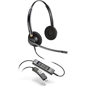 Poly – EncorePro 525-M USB-A en USB-C USB-headset (Plantronics) – Akoestische gehoorbescherming - Hold & Call Antwoord knoppen – Geoptimaliseerd voor Teams- Dual ear