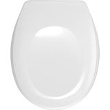 WENKO WC-bril Bergamo wit, antibacteriële toiletbril, verstelbare, roestvrijstalen bevestiging