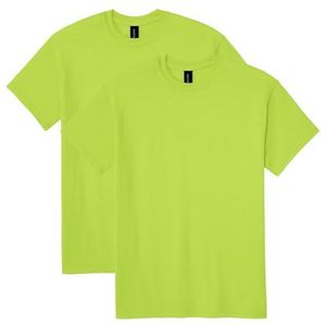 Gildan Ondoorzichtig T-shirt voor heren, verpakking van 2 stuks, groen (Safety Green)., M