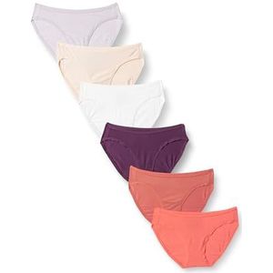 Amazon Essentials Women's Katoenen onderbroek in bikinimodel (verkrijgbaar in grote maten), Pack of 6, Neutrale tinten, L