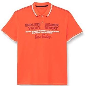 TOM TAILOR Uomini Piqué poloshirt met print 1032415, 10524 - Grenadine Red, S