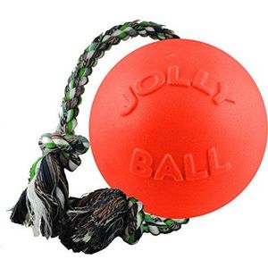 Jolly Pets Romp-n-Roll touw en bal hond speelgoed, 4,5 inch/klein, oranje