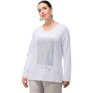 Ulla Popken Creative Things T-shirt voor dames met lange mouwen, wit, 46/48 NL