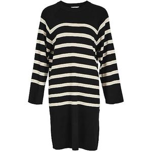 Object OBJESTER L/S Knit Dress NOOS, Zwart/Stripes: sandshell, M