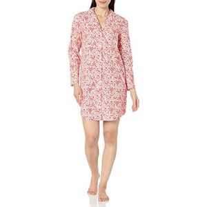 Amazon Essentials Geweven flanellen inkeping kraag voor dames (verkrijgbaar in grote maten), wit bos nachthemd, XS