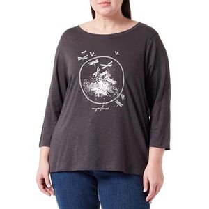 ONLY CARMAKOMA Damesshirt met lange, Phantom/print: zilverfolie dragonflies, 50/52 Grote maten