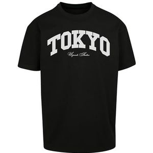 Mister Tee Upscale Tokyo College T-shirt voor heren, oversized T-shirt, oversized fit, streetwear, zwart, L