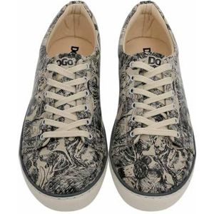 Homme Cuir Vegan Beige Baskets - The Life Of Dogs Motif