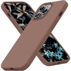 Compatibel met iPhone 13 Pro hoes Ultra Slim Silicone schokbestendig met [binnenvoering van zachte krasbestendige microvezel], 6,1 inch lichtbruin
