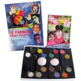 Eulenspiegel 212011 – Professioneel schminkpalet, 12 professionele aquakleuren, 2 sponzen, 2 penselen, 3 glitters, 1 baardstoppelspons, 1 make-uphandleiding