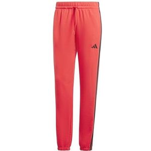 adidas Dames ESSENTIALS 3-STRIPES FRENCH TERRY CUFFED PANTS, pure ruby/black, XS