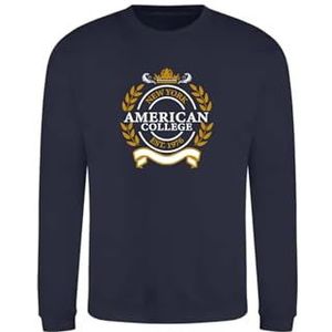 AMERICAN COLLEGE USA Sweatshirt met print, warme kleding, uniseks, kinderen, jongens en meisjes, casual, model ACSCRW5, marineblauw, 16 jaar, Blauw, 16 ans