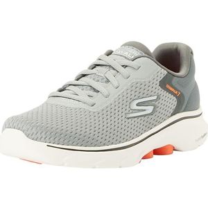 Skechers Heren GO Walk 7 Sneakers, grijs en oranje textiel/synthetisch, 11 UK, Grijs en Oranje Textiel Synthetisch, 46 EU