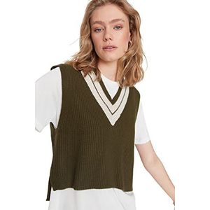 TRENDYOL Dames Collar Detailed Knitwear Sweater, kaki, M, kaki, M