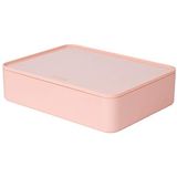 HAN Ladebox Allison Smart Organizer gebruiksvoorwerpenbox met binnenschaal en deksel/dienblad, stapelbaar, kantoor, bureau, badkamer, keuken, meubelvriendelijke rubberen voeten, 1110-86, flamingo roze