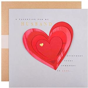 Hallmark Valentijnskaart voor echtgenoot - Traditioneel Liefde Hart Ontwerp, Rood & Grijs, (25566490)