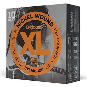 D'Addario Light Top/Heavy Bottom 10-52 Nikkel Wond Elektrische Gitaar Snaren (10 Sets)