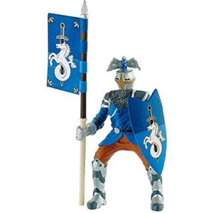 Bullyland 80785 - Speelfiguur Toernooi Ritter in blauwe uitrusting met schild en vlag, ca. 12,5 cm, gedetailleerd, PVC-vrij, ideaal als taartfiguur en klein cadeau voor kinderen vanaf 3 jaar