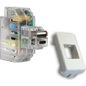 FANTON 82893-27 Kit voeding USB A+C 2,4 A Keystone-aansluiting voor inbouw compleet met adapter met platen en houders Bticino Matix