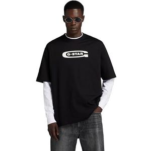 G-STAR Heren Old School Logo Boxy T-shirt, Zwart (Dk Black D23904-c336-6484), S