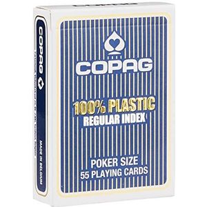 Copag 100% Plastic Poker Speelkaarten - Blauw, Geschikt voor Alle Leeftijden, 55 Kaarten, Afwasbaar en Duurzaam