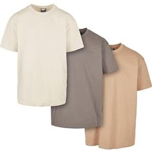 Urban Classics Heren Heavy Ovesized Tee 3-Pack 5XL Zand + Asfalt + Union Beige, zand+asfalt+unionbeige, 5XL Grote Maten Extra Tall