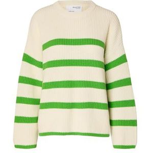 Gestreepte Trui Oversized Ontwerp Grof Gebreide Trui SLFBLOOMIE NOOS, Colour:Green, Size:M