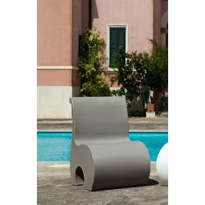 Kloris Gekleurde fauteuil, voor binnen en buiten, polyethyleenhars, 54 x 60 cm, voor zwembad, weide, strand, model EDDY, taupe, Made in Italy