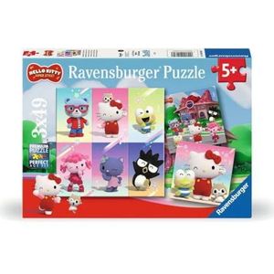 Ravensburger Kinderpuzzle 12001035 - Abenteuer in Cherry Town - 3x49 Teile Hello Kitty Puzzle für Kinder ab 5 Jahren