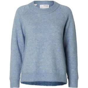 SELECTED FEMME Dames Slflulu Ls Knit O-Neck B Noos Pullover, Eindeloze hemel, L