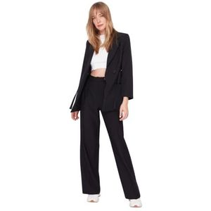 Trendyol Vrouwen Vrouw Normale Taille Wijde Pijpen Broek, zwart, 36