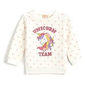 Koton Sweatshirt met eenhoornprint van katoen, trainingspak voor meisjes en meisjes, Ecru Design (0D1), 6-9 mesi
