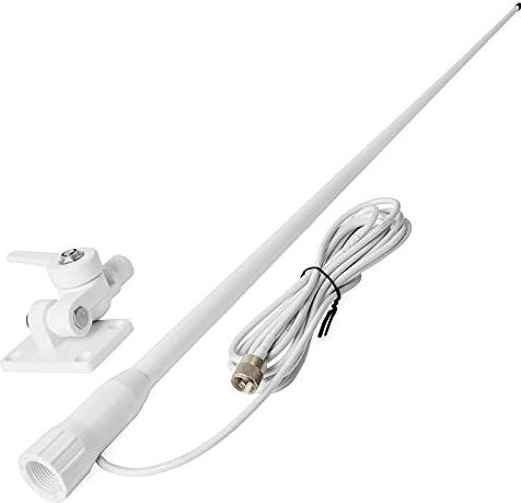 HYS VHF Marine Glasvezelantenne, 1,1 m, 7 meter coaxiale toevoer met PL-259-aansluiting, 180° draaibare ABS-houder voor jacht, cruise, schip, auto, vrachtwagen, camper
