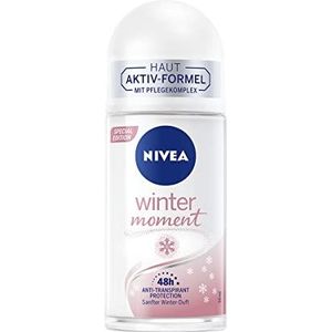 NIVEA Winter Moment Roll-On, verfrissende anti-transpirant met 48 uur anti-transpirant bescherming, deodorant zonder alcohol met zachte wintergeur en kaolienpoeder (50 ml)