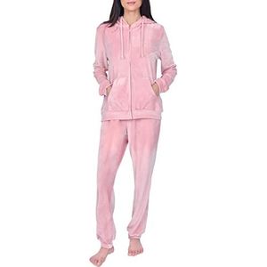 Sleepdown Dames Dames Velours Trainingspak 2 Stuk Top En Onderkant Joggers Zachte Gezellige Casual Werk Out Loungwear Set, roze, L