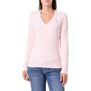 GANT Dames Stretch Cotton Cable V-hals pullover, roze (salmon), M