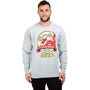 GAME ON Heren Time for A Beer Crew Pullover, grey heather, XXL