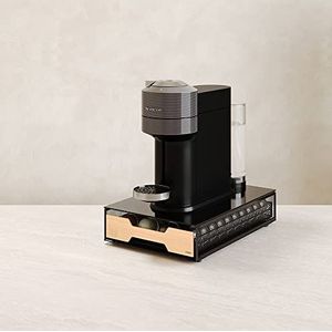 ineshi Bamboe Podstash voor Vertuo - Koffiepads Opberglade/Houder/Compatibel met Nespresso, Geschikt voor 40 (Koolstofzwart)